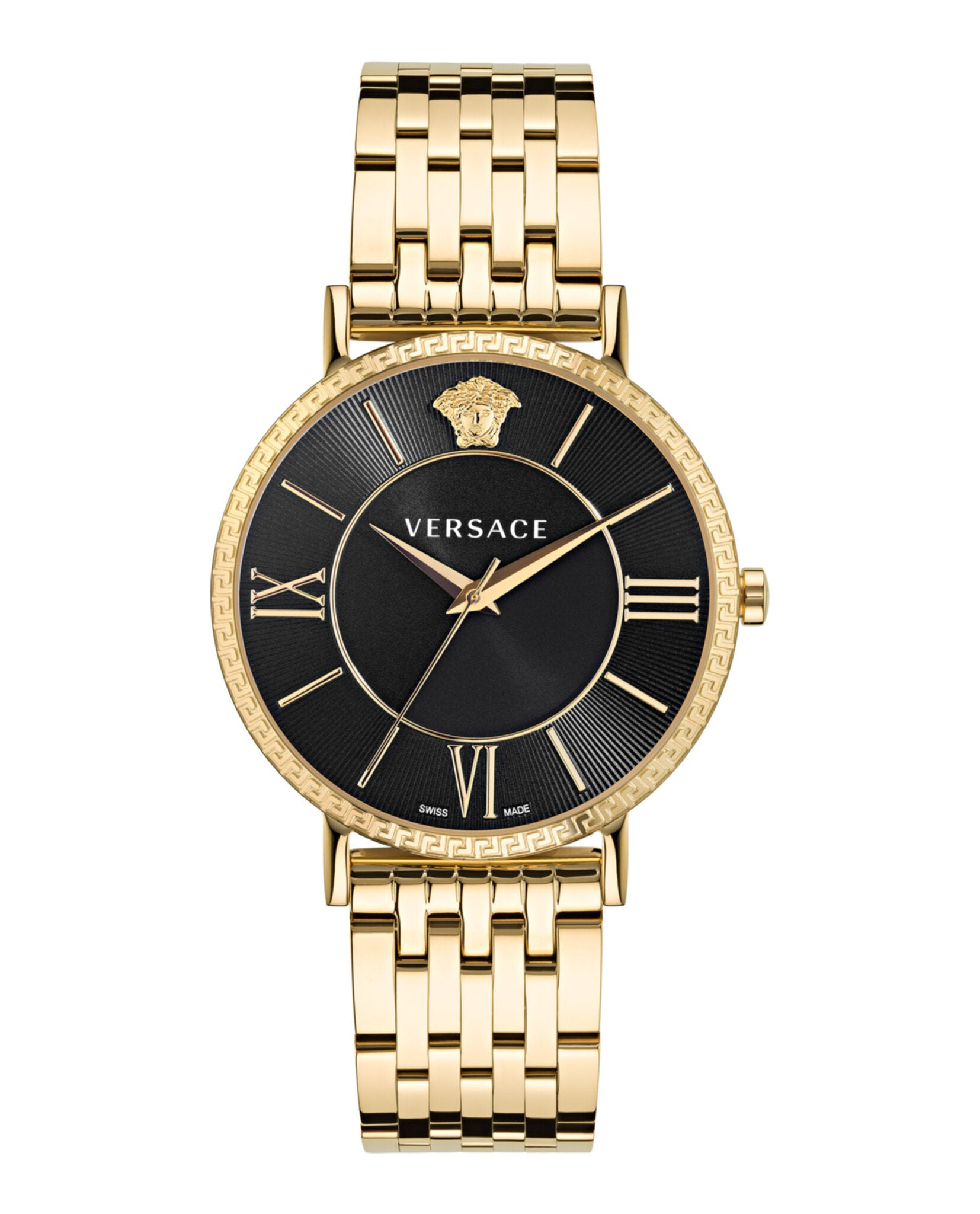 Versace Mens Gold 42mm Bracelet Fashion Watch