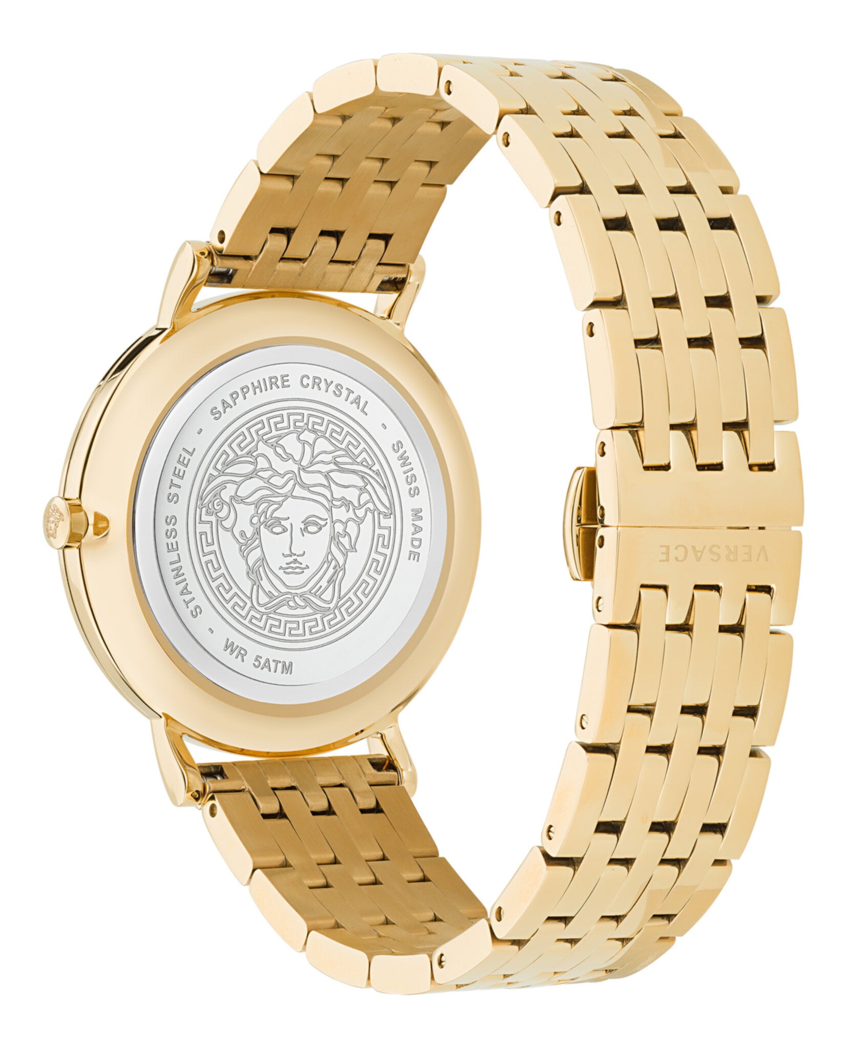 Versace Mens Gold 42mm Bracelet Fashion Watch