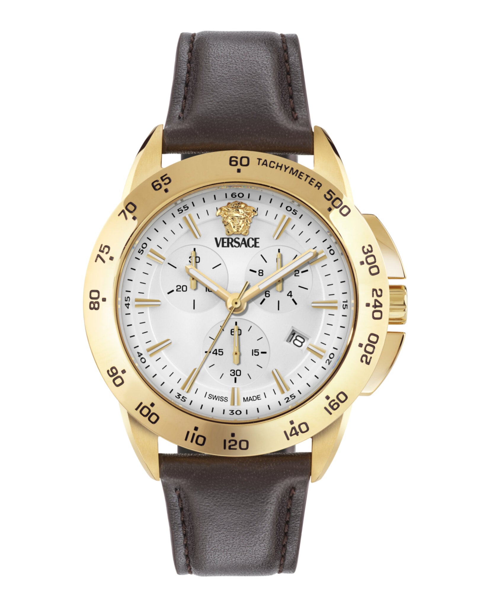 Versace Versace Mens  Gold 44mm Strap Fashion Watch