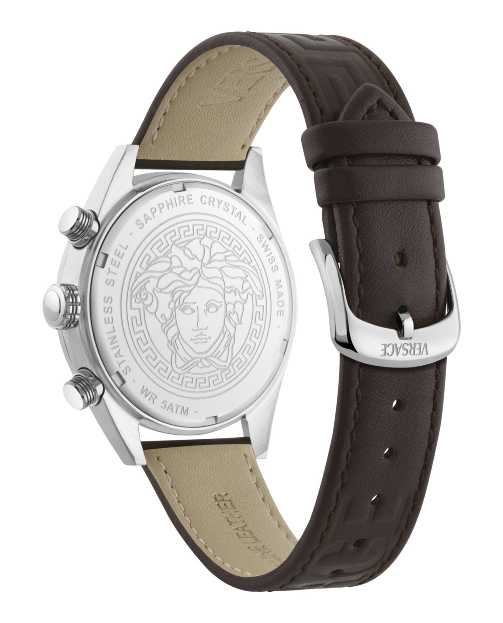 Versace Mens Stainless Steel 44mm Strap Fashion Watch