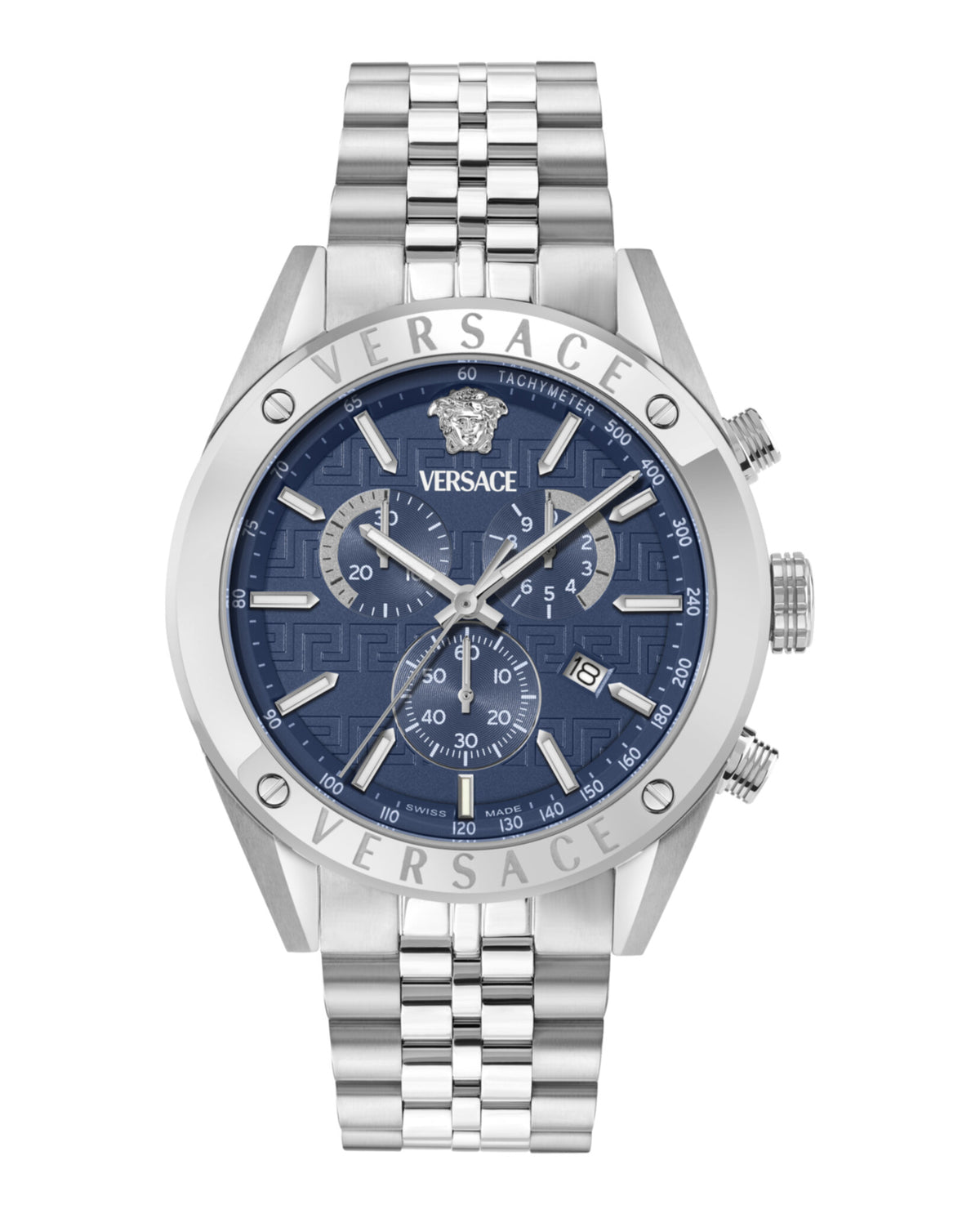 Versace Mens Stainless Steel 44mm Bracelet Fashion Watch