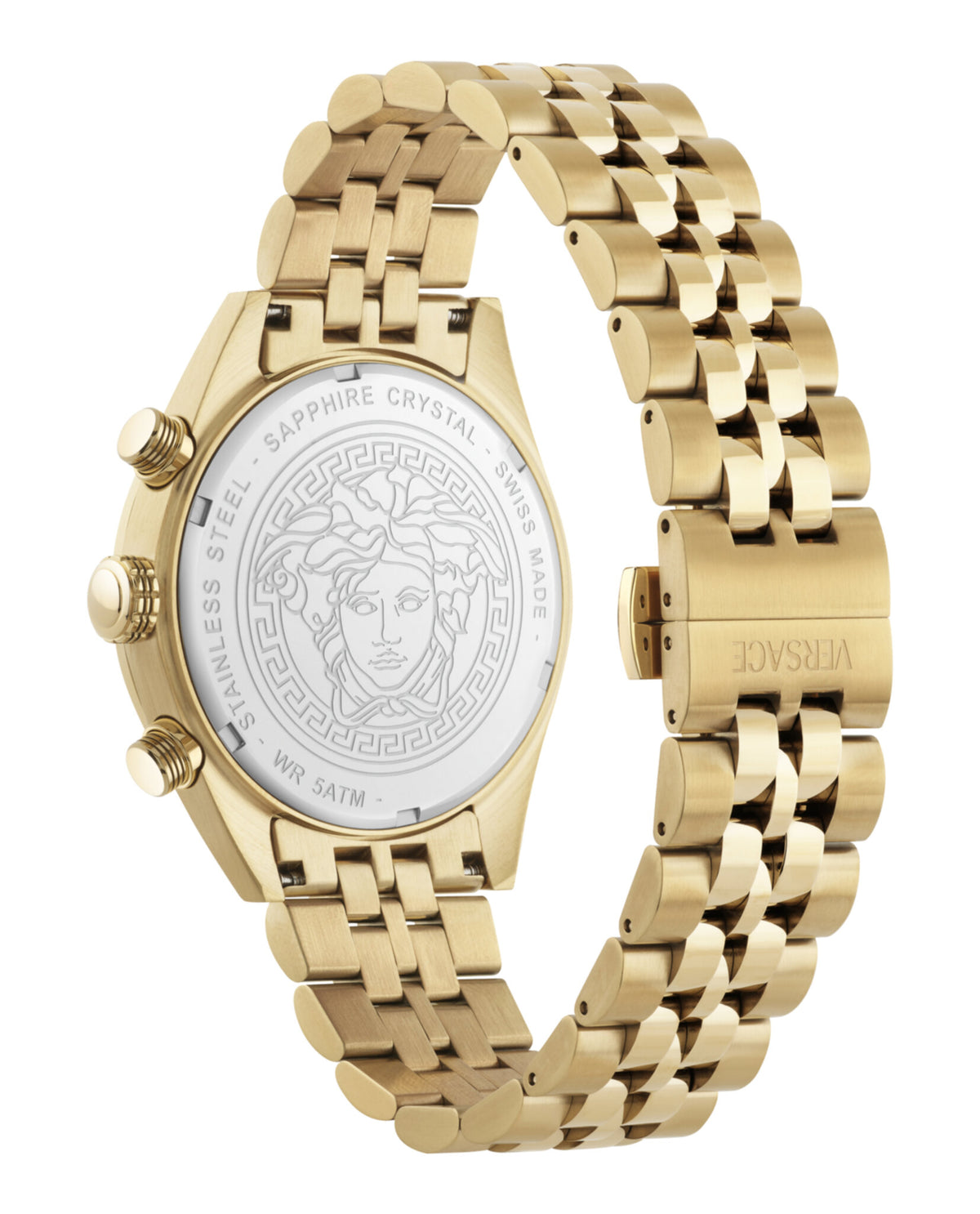 Versace Mens Gold 44mm Bracelet Fashion Watch