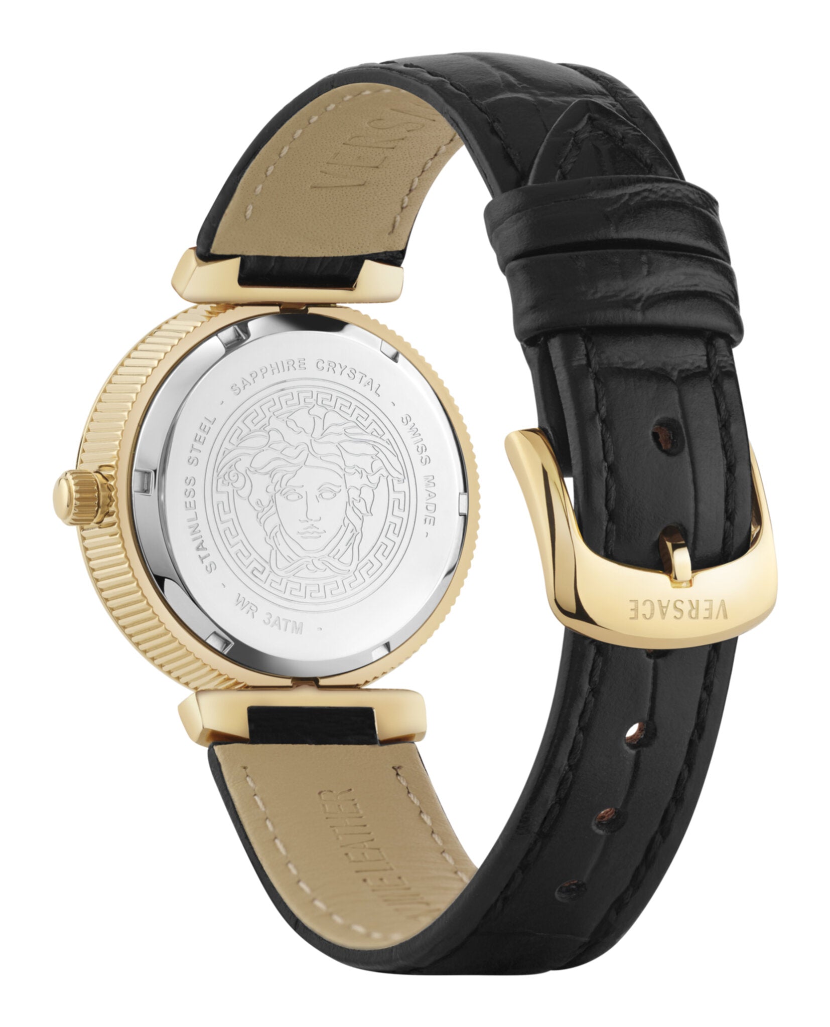 Versace Versace Womens  Gold 30mm Strap Fashion Watch