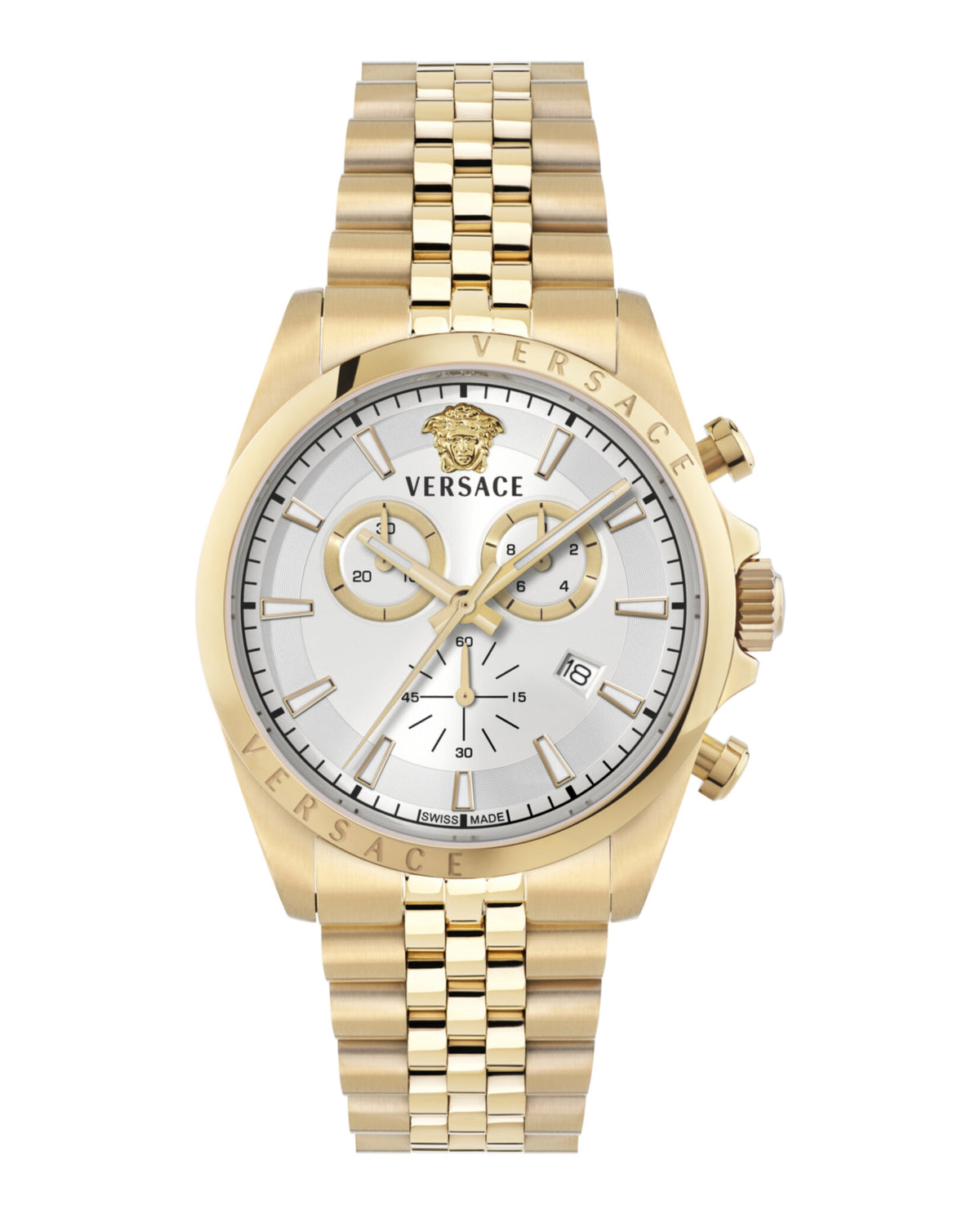 Versace Mens Gold 42mm Bracelet Fashion Watch