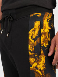 Versace Jeans Couture Black Baroque Panel Joggers – Gold Accents