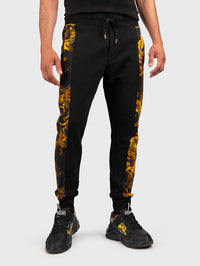 Versace Jeans Couture Black Baroque Panel Joggers – Gold Accents