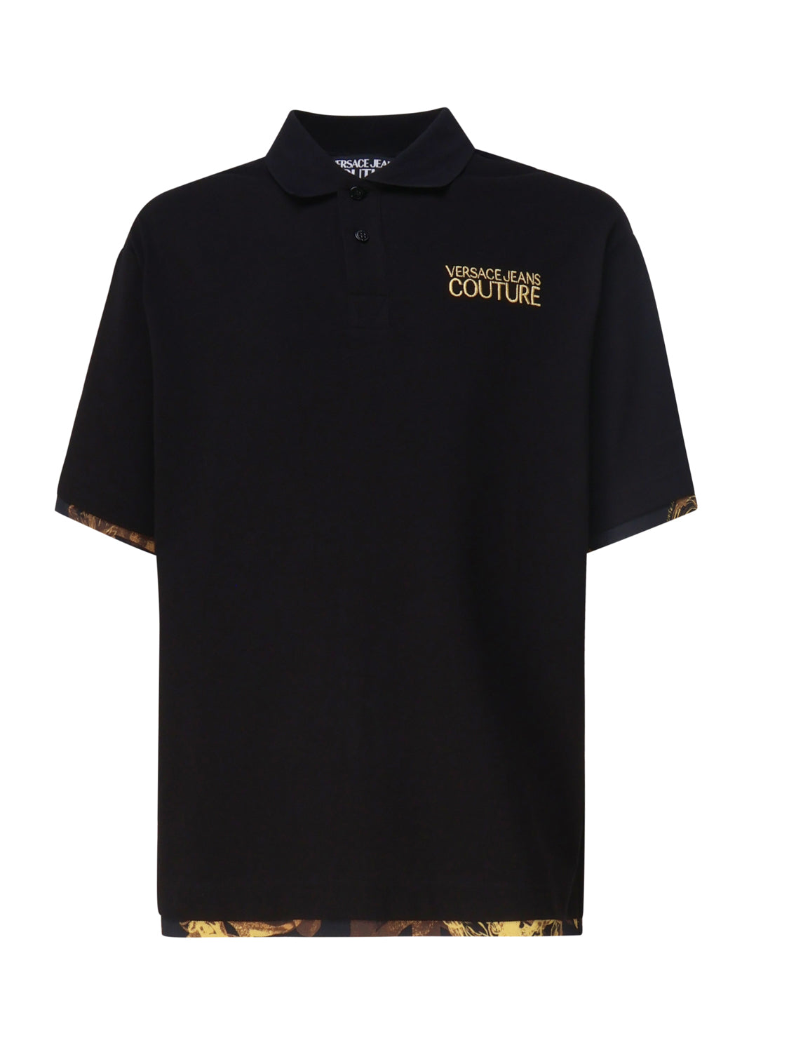 Versace Jeans Couture Black Polo Shirt – Classic Meets Baroque Edge-