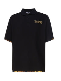 Versace Jeans Couture Black Polo Shirt – Classic Meets Baroque Edge-