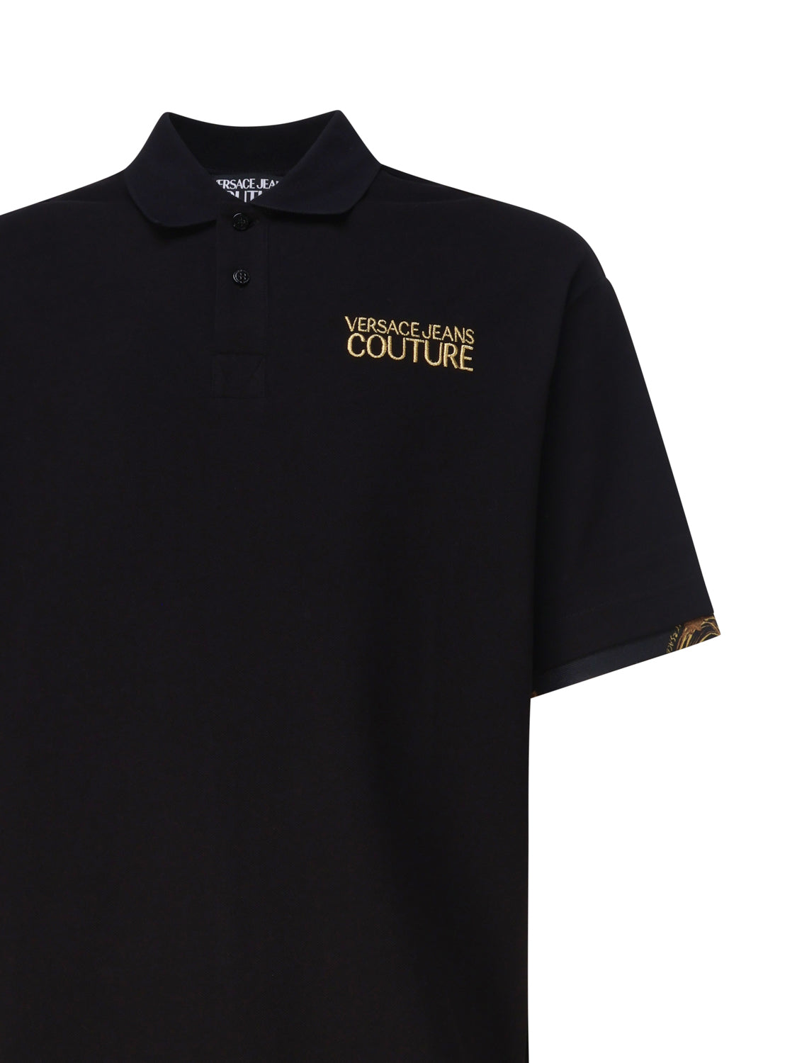 Versace Jeans Couture Black Polo Shirt – Classic Meets Baroque Edge-