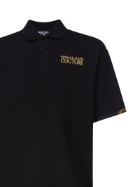 Versace Jeans Couture Black Polo Shirt – Classic Meets Baroque Edge-