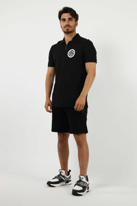 Versace Jeans Couture Men's Black Polo Shirt with Embroidered Medallion -