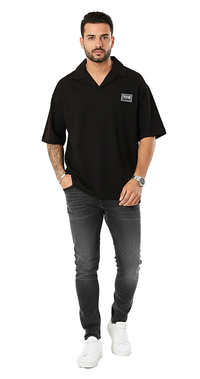 Versace Jeans Couture Black Relaxed Polo – Minimalist with Signature Patch-