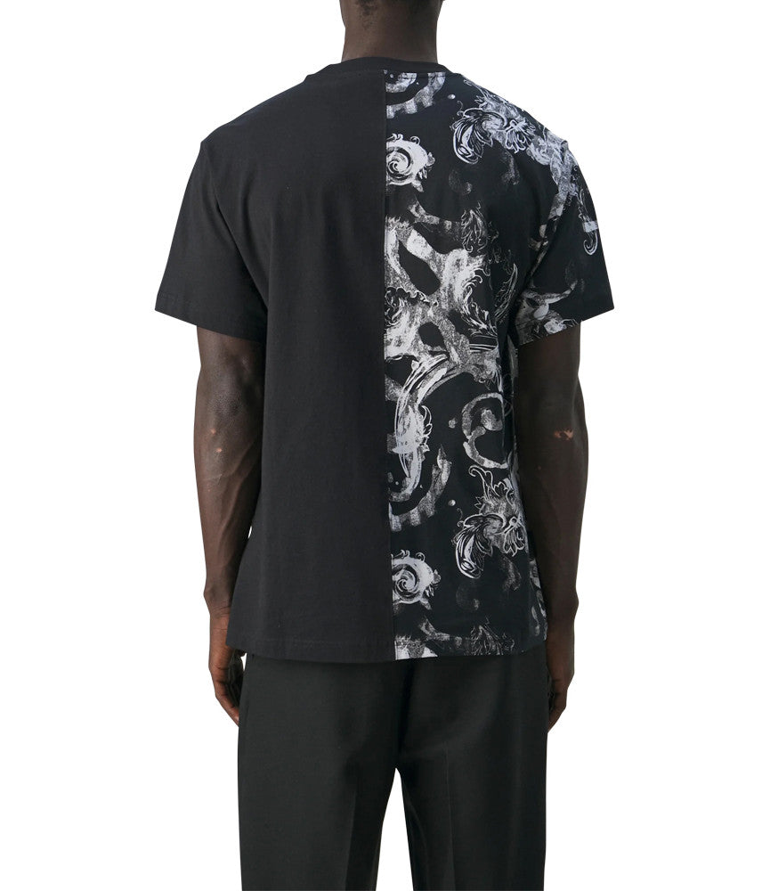 Versace Jeans Couture Black & White Baroque Split Graphic T-Shirt-