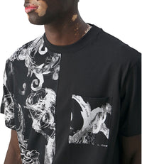 Versace Jeans Couture Black & White Baroque Split Graphic T-Shirt-