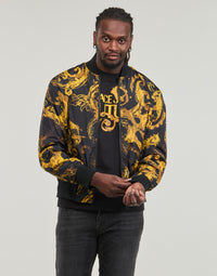 Versace Jeans Couture Baroque Print Bomber Jacket in Black & Gold
