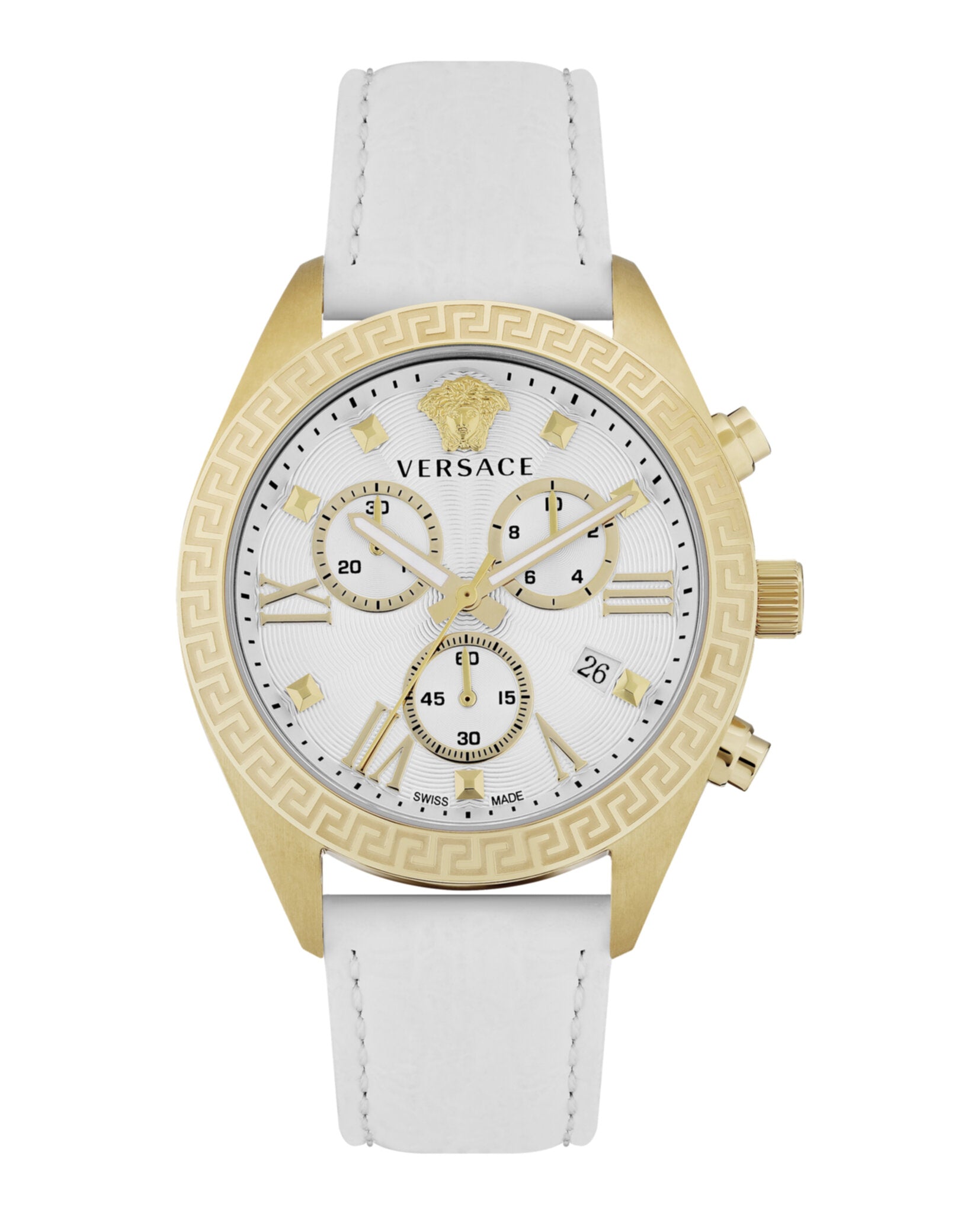Versace Womens Greca Chrono 40mm Strap Fashion Watch