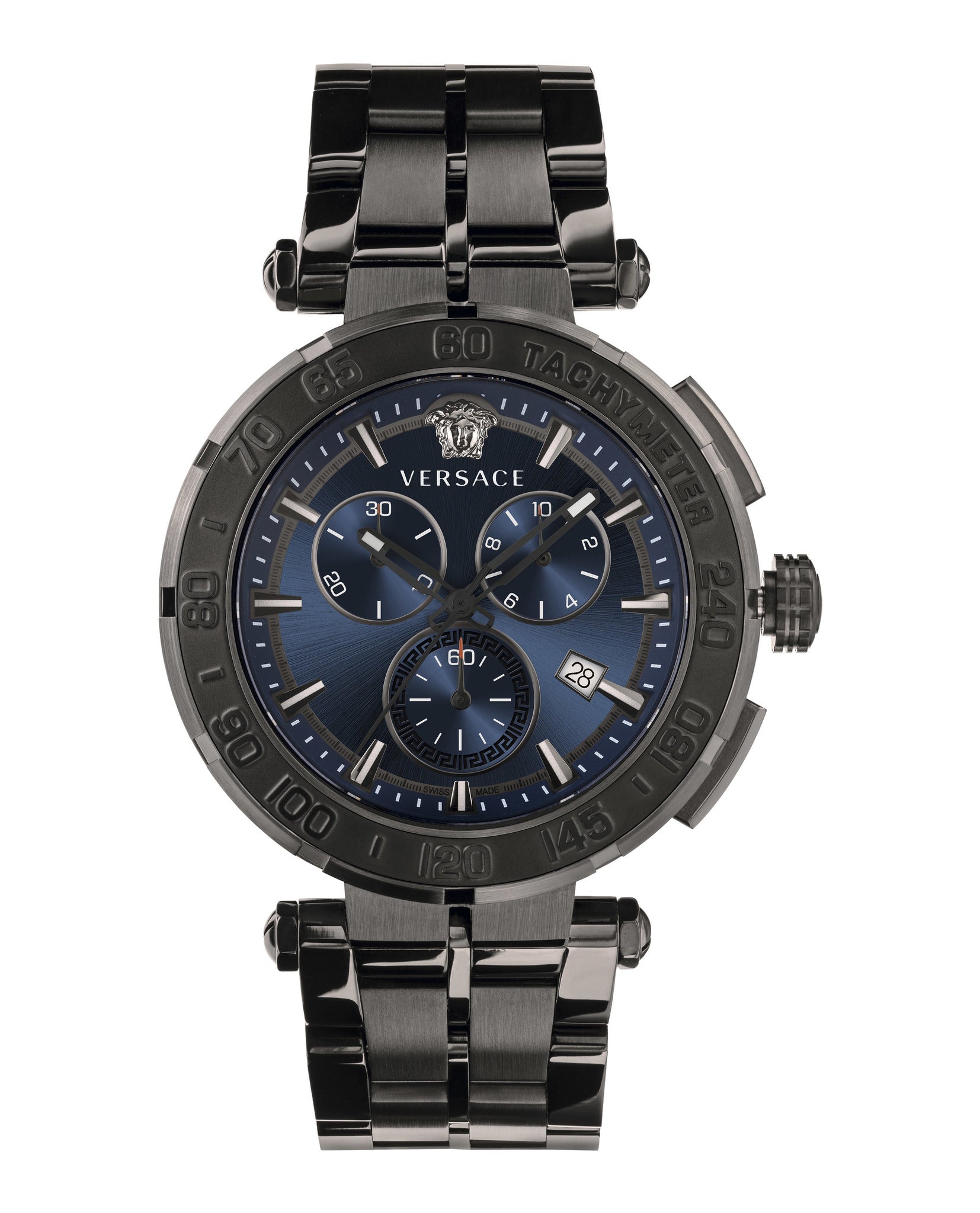 Versace Mens Greca Chrono IP Black 45mm Bracelet Fashion Watch