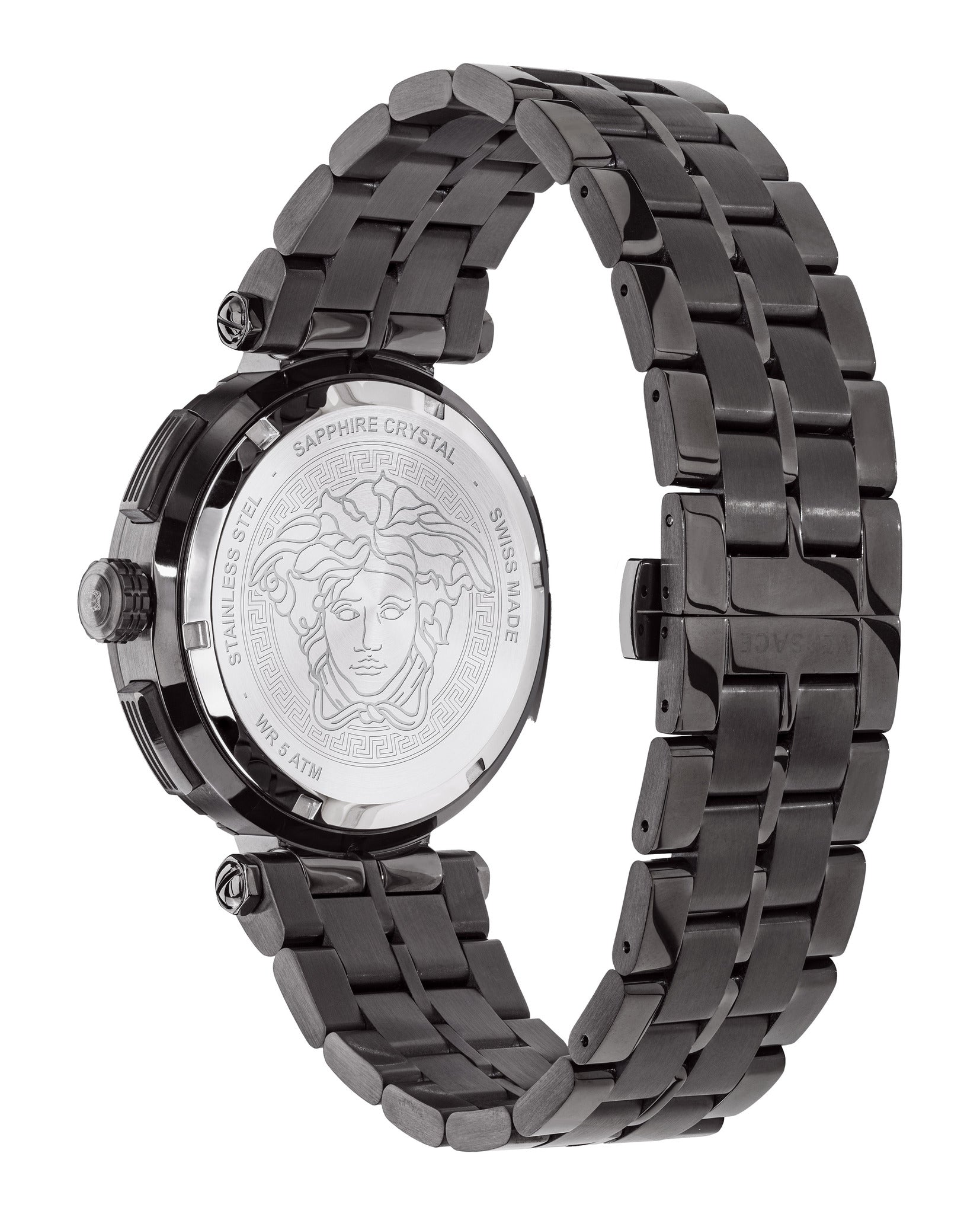 Versace Mens Greca Chrono IP Black 45mm Bracelet Fashion Watch