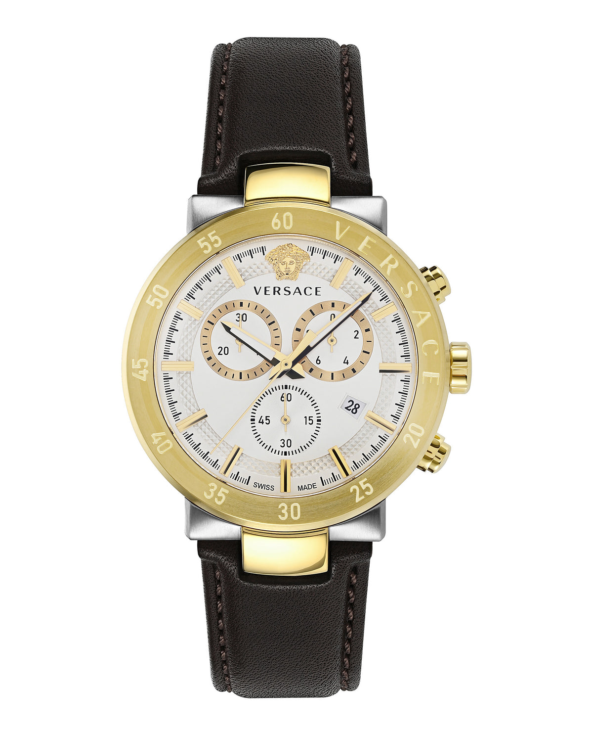 Versace Mens Two Tone 43mm Strap Fashion Watch