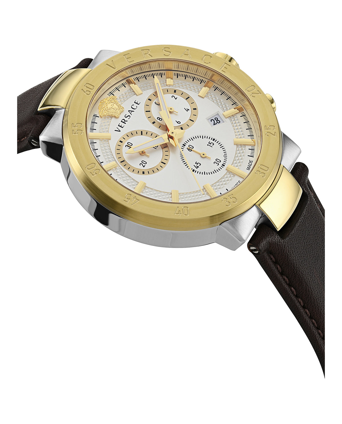 Versace Mens Two Tone 43mm Strap Fashion Watch