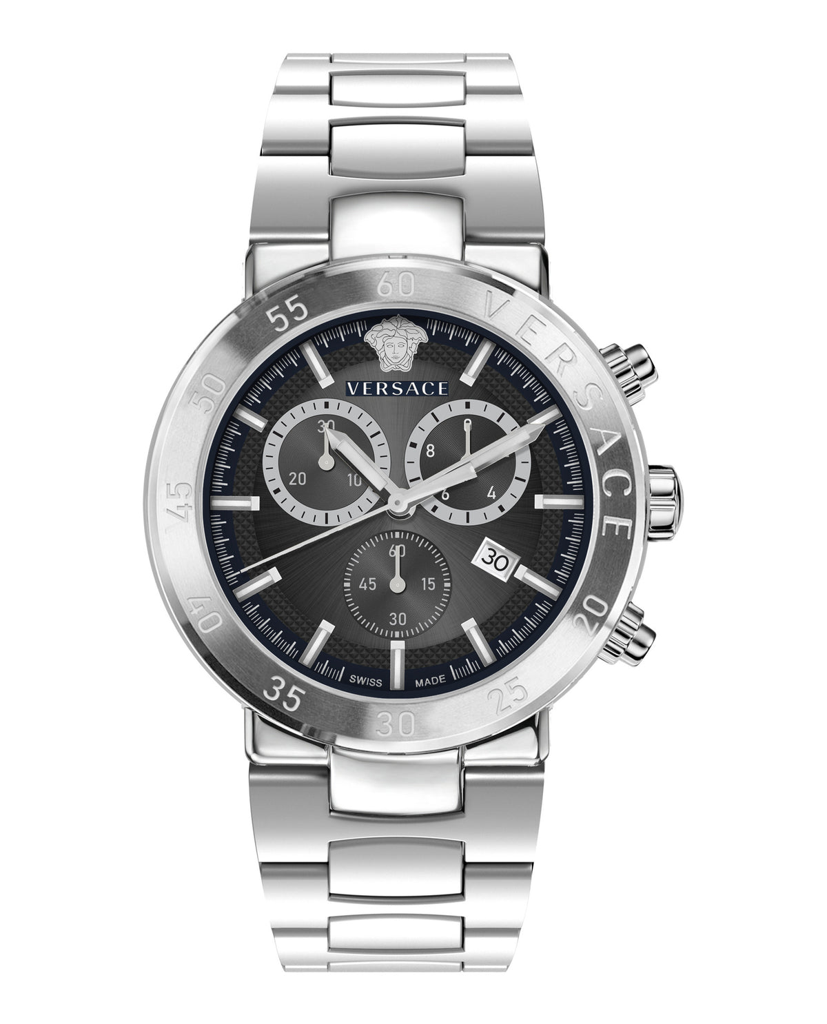 Versace Versace Mens  Stainless Steel 43mm Bracelet Fashion Watch