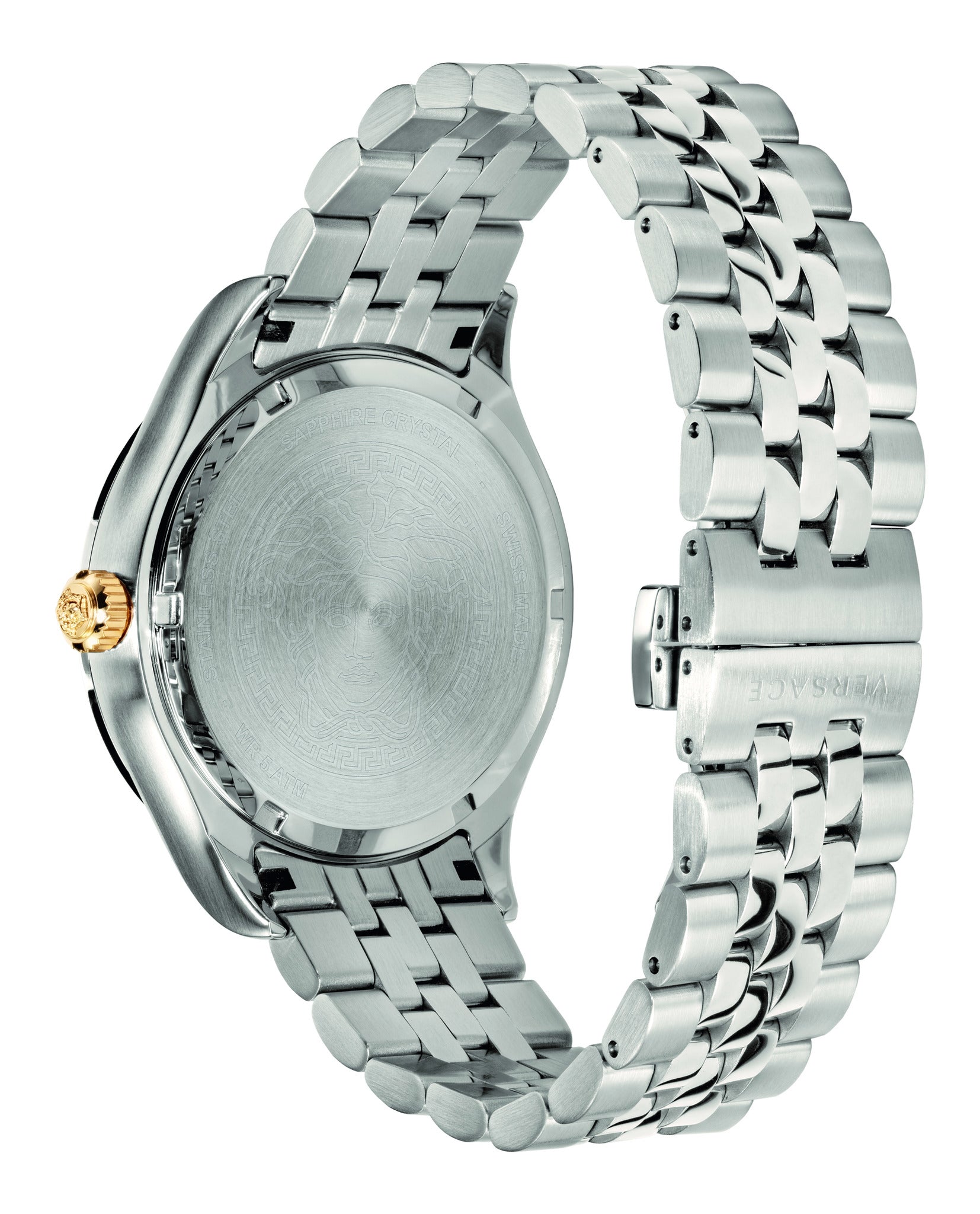 Versace Mens Stainless Steel/IP Yellow Gold 42mm Bracelet Fashion Watch