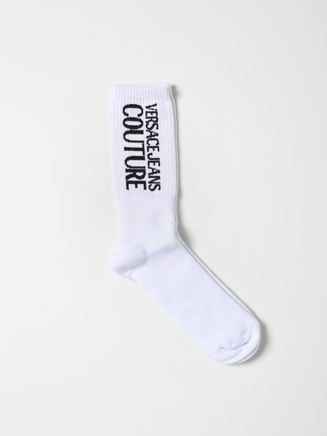 Versace Jeans Couture Vertical Logo White Socks