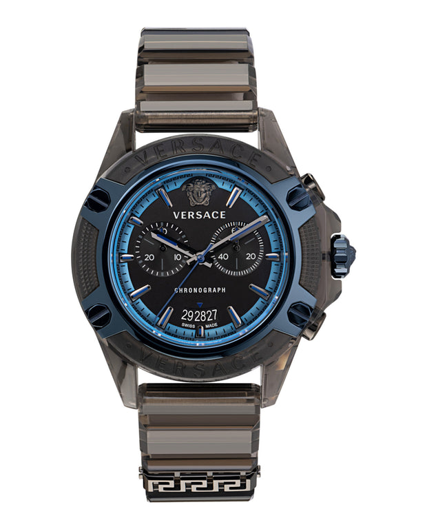 Versace Mens Icon Active IP Black 44mm Strap Fashion Watch