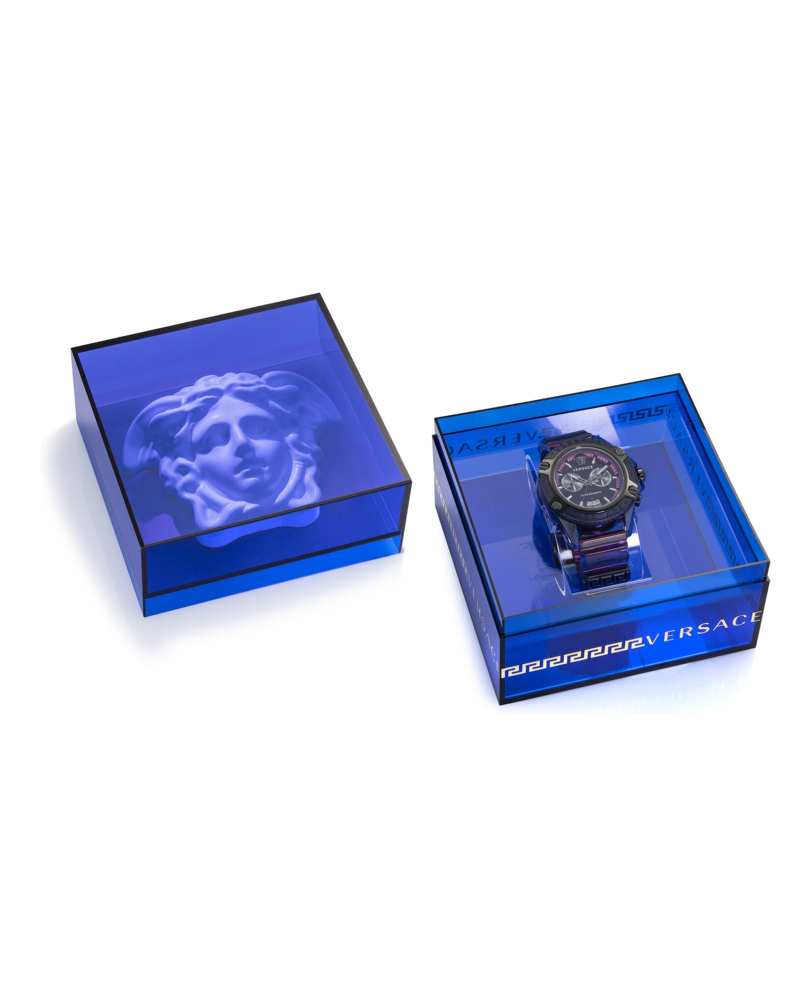 Versace Mens Icon Active Transparent Purple 44mm Strap Fashion Watch