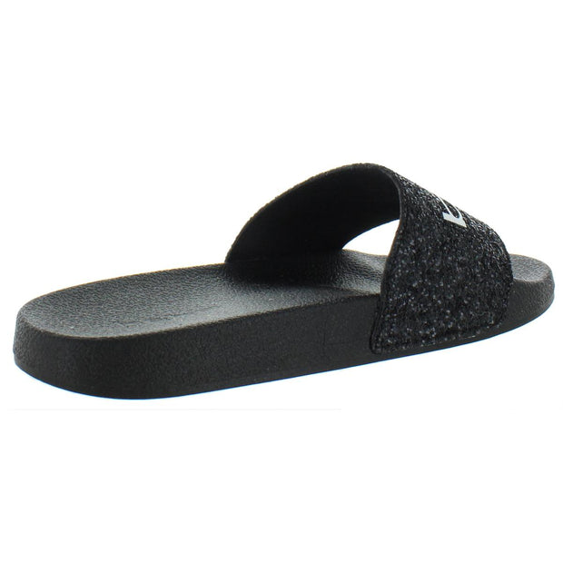 Fraida Womens Glitter Logo Slide Sandals