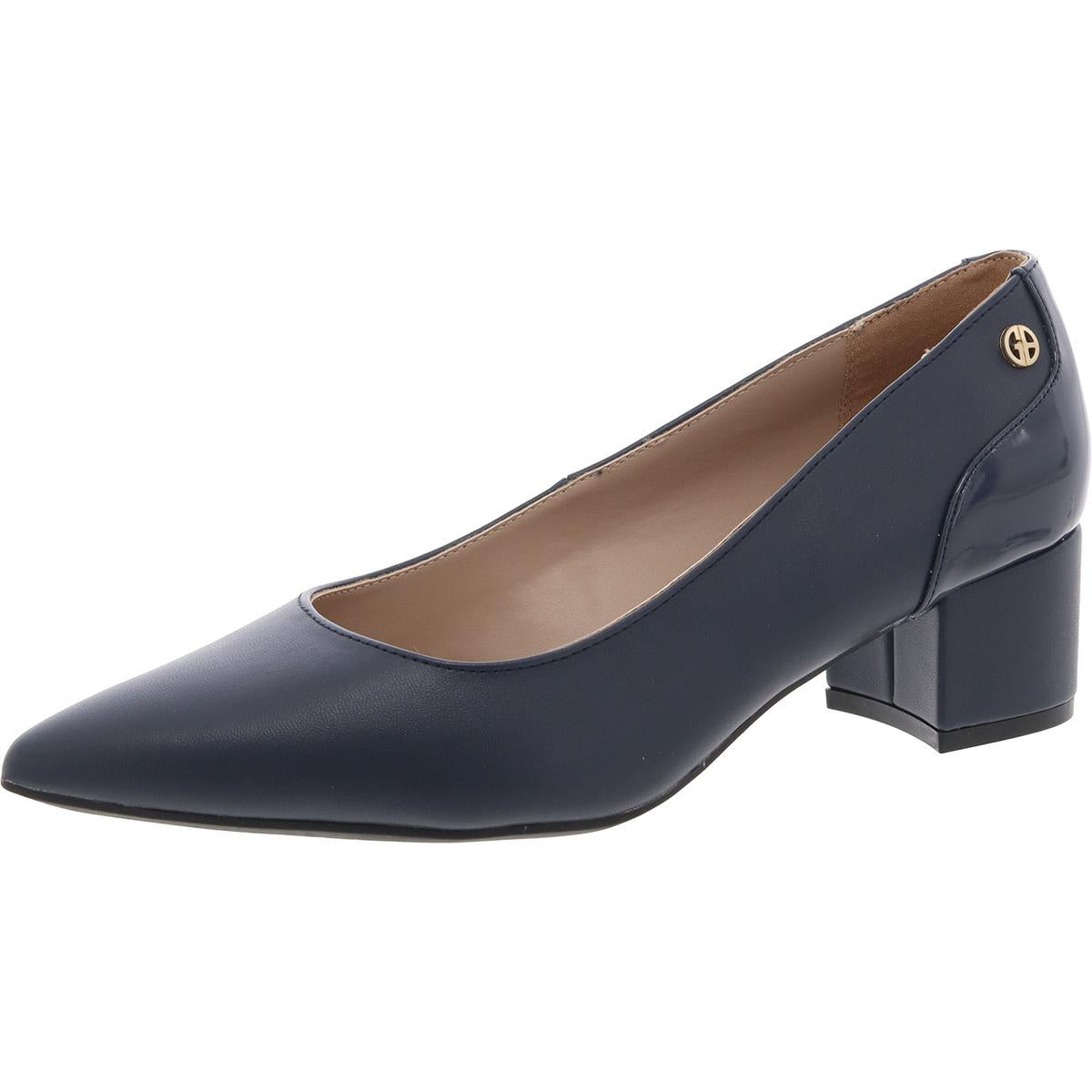 Blakely Womens Solid Faux Leather Block Heels