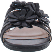 Dolliah Womens Faux Leather Rosette Flat Sandals