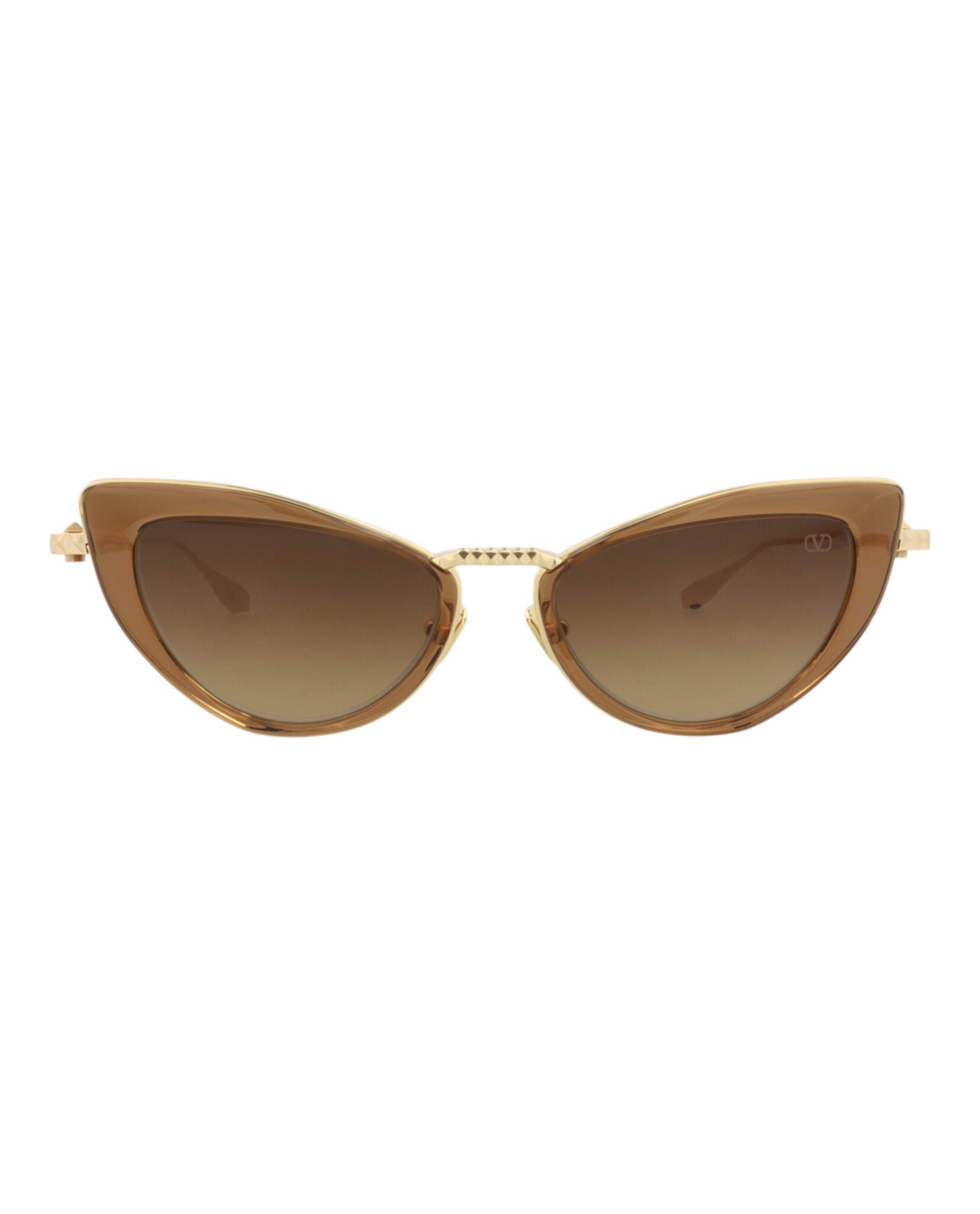 Valentino Womens Cat Eye Brown Gold Brown Fashion Designer Eyewear