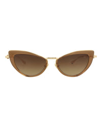 Valentino Womens Cat Eye Brown Gold Brown Fashion Designer Eyewear