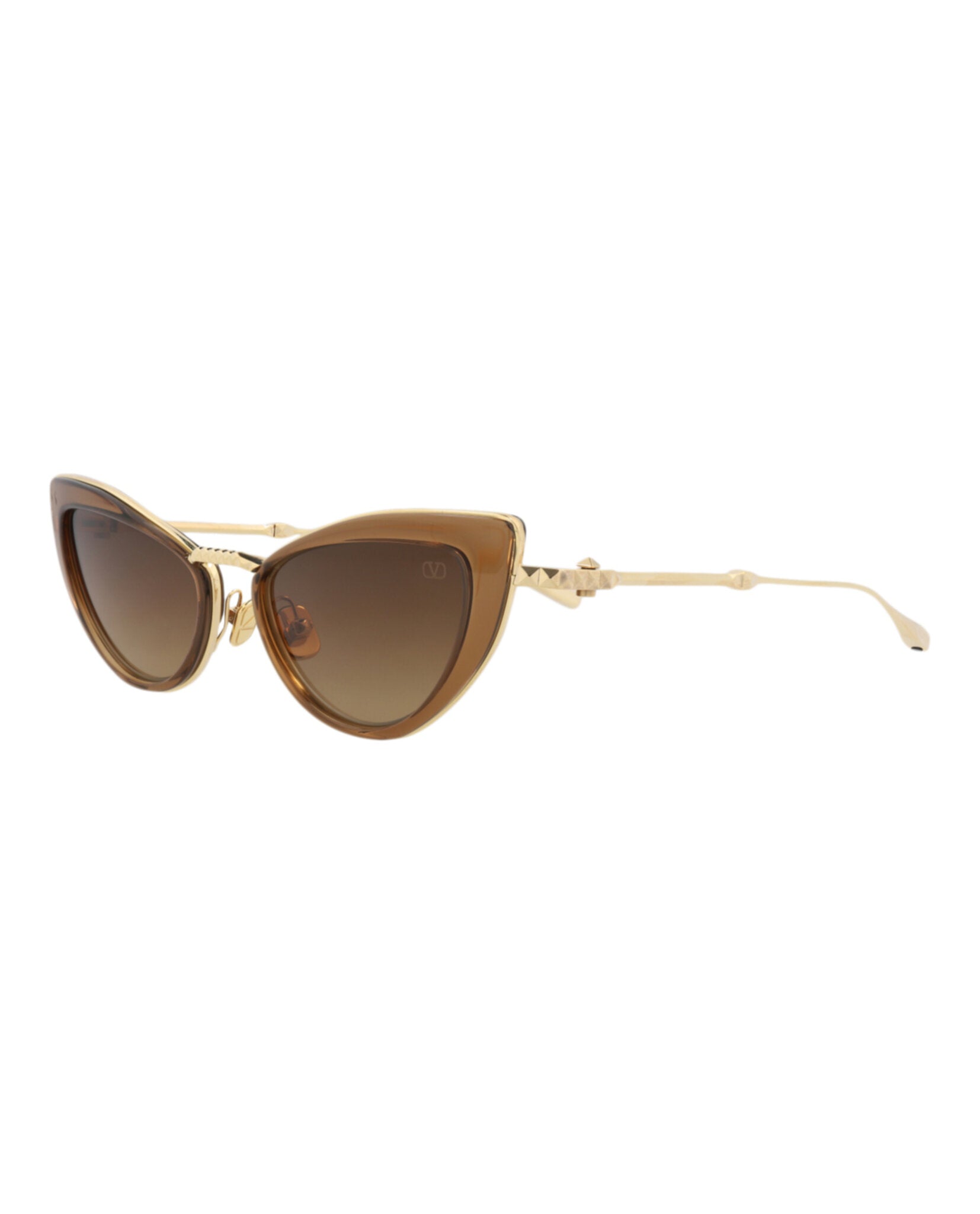 Valentino Womens Cat Eye Brown Gold Brown Fashion Designer Eyewear