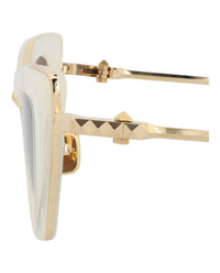 Valentino Valentino Womens Cat Eye White Gold Grey Fashion Designer Eyewear