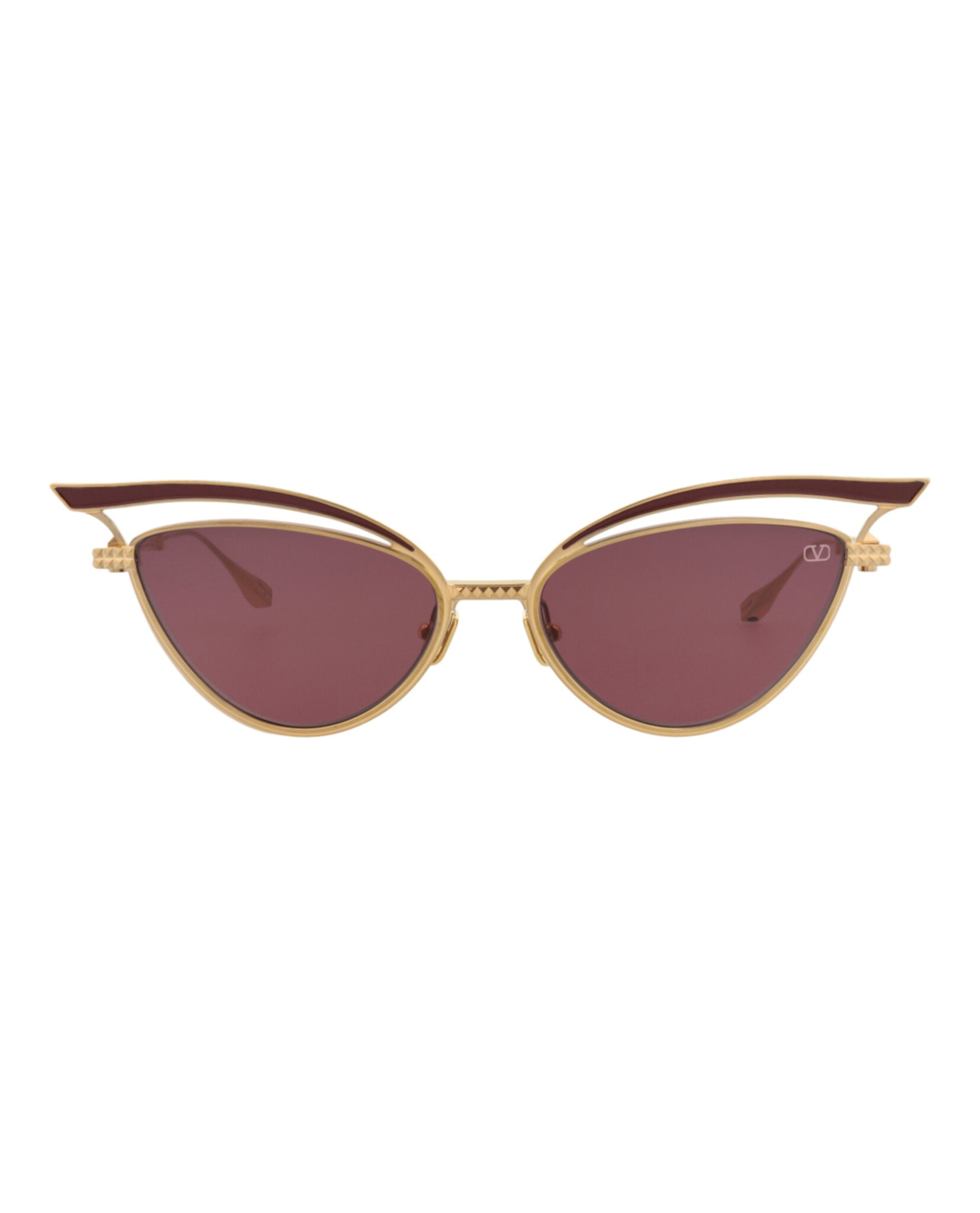 Valentino Womens Cat Eye Gold Gold Bordeaux Fashion Designer Eyewear
