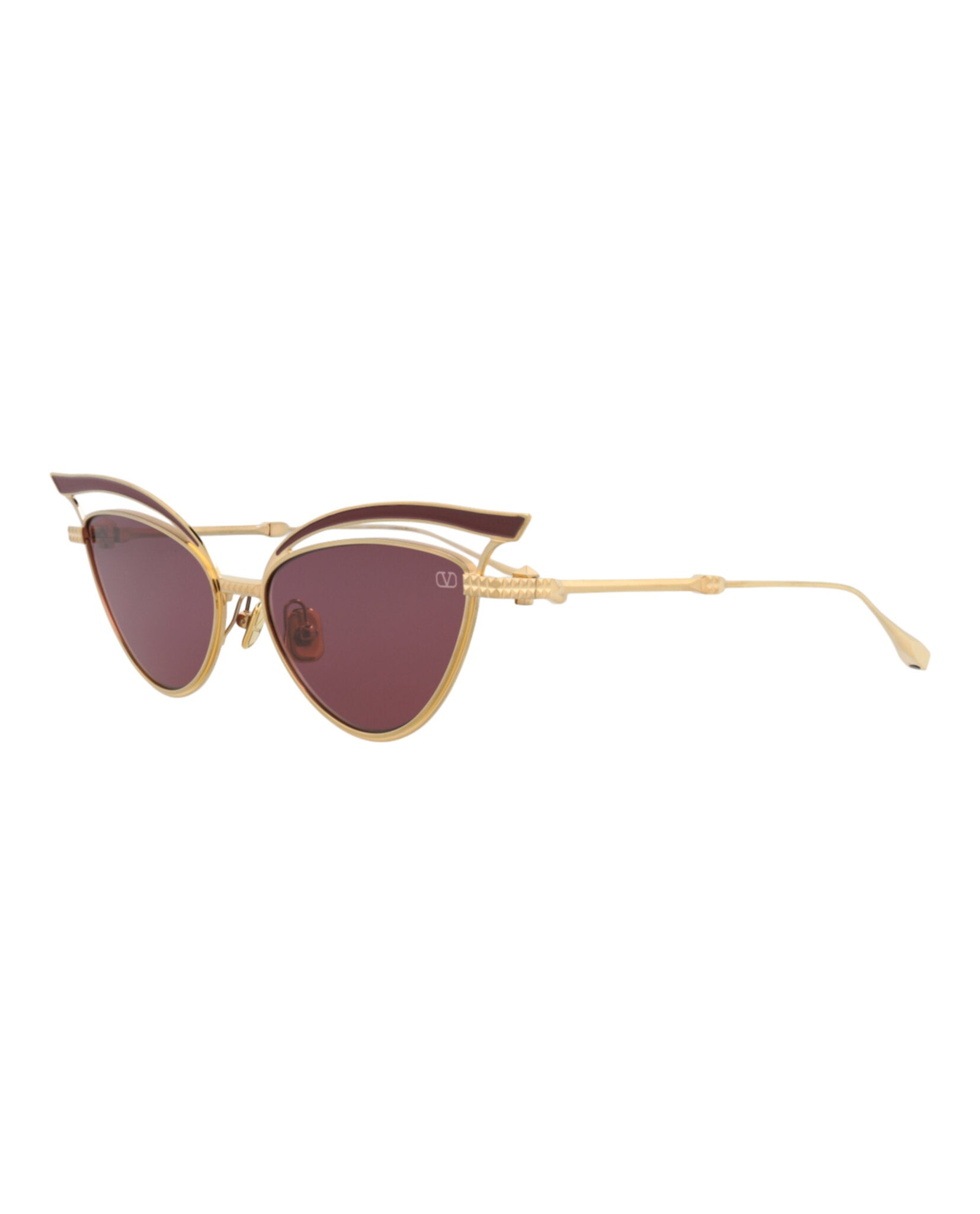 Valentino Womens Cat Eye Gold Gold Bordeaux Fashion Designer Eyewear