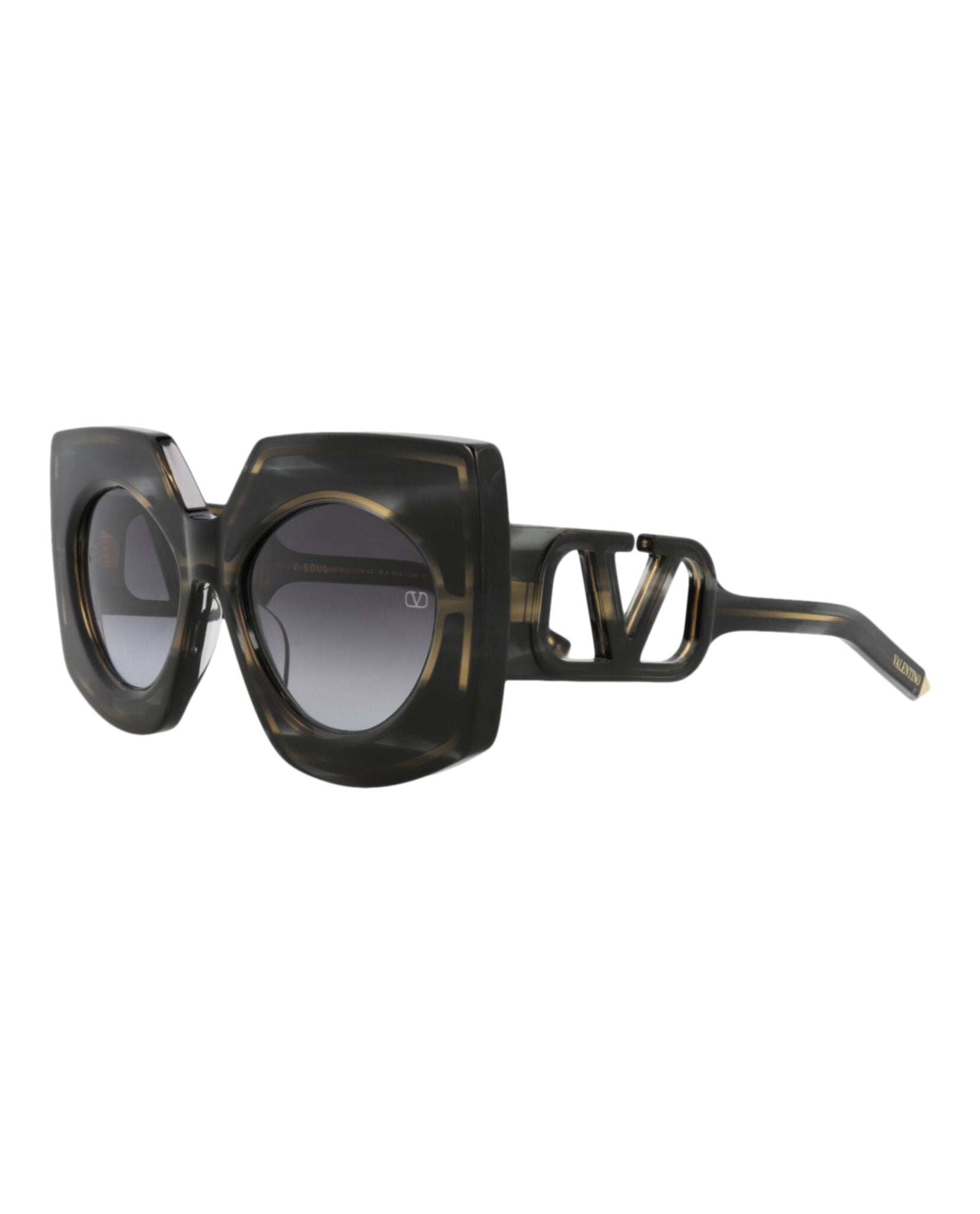 Valentino Womens Square/Rectangle Black Havana Black Havana Grey Fashion Designer Eyewear