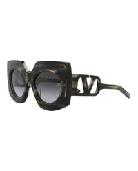Valentino Womens Square/Rectangle Black Havana Black Havana Grey Fashion Designer Eyewear