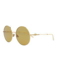 Valentino Valentino Unisex Round/Oval Gold Gold Amber Fashion Designer Eyewear