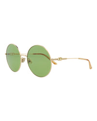 Valentino Unisex Round/Oval Gold-Gold-Green Fashion Designer Eyewear