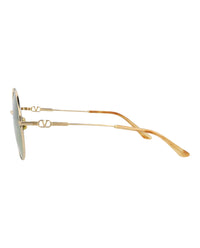 Valentino Unisex Round/Oval Gold-Gold-Green Fashion Designer Eyewear