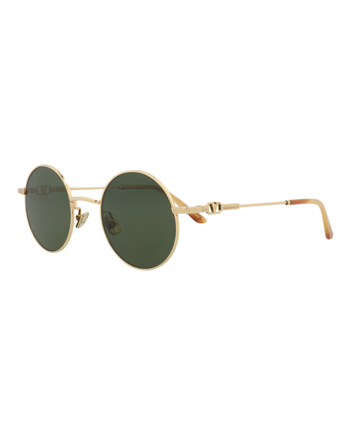Valentino Valentino Unisex Round/Oval Gold-Gold-Green Fashion Designer Eyewear