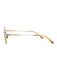 Valentino Valentino Unisex Round/Oval Gold-Gold-Green Fashion Designer Eyewear