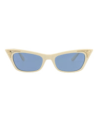 Valentino Valentino Womens Cat Eye Ivory-Ivory-Blue Fashion Designer Eyewear