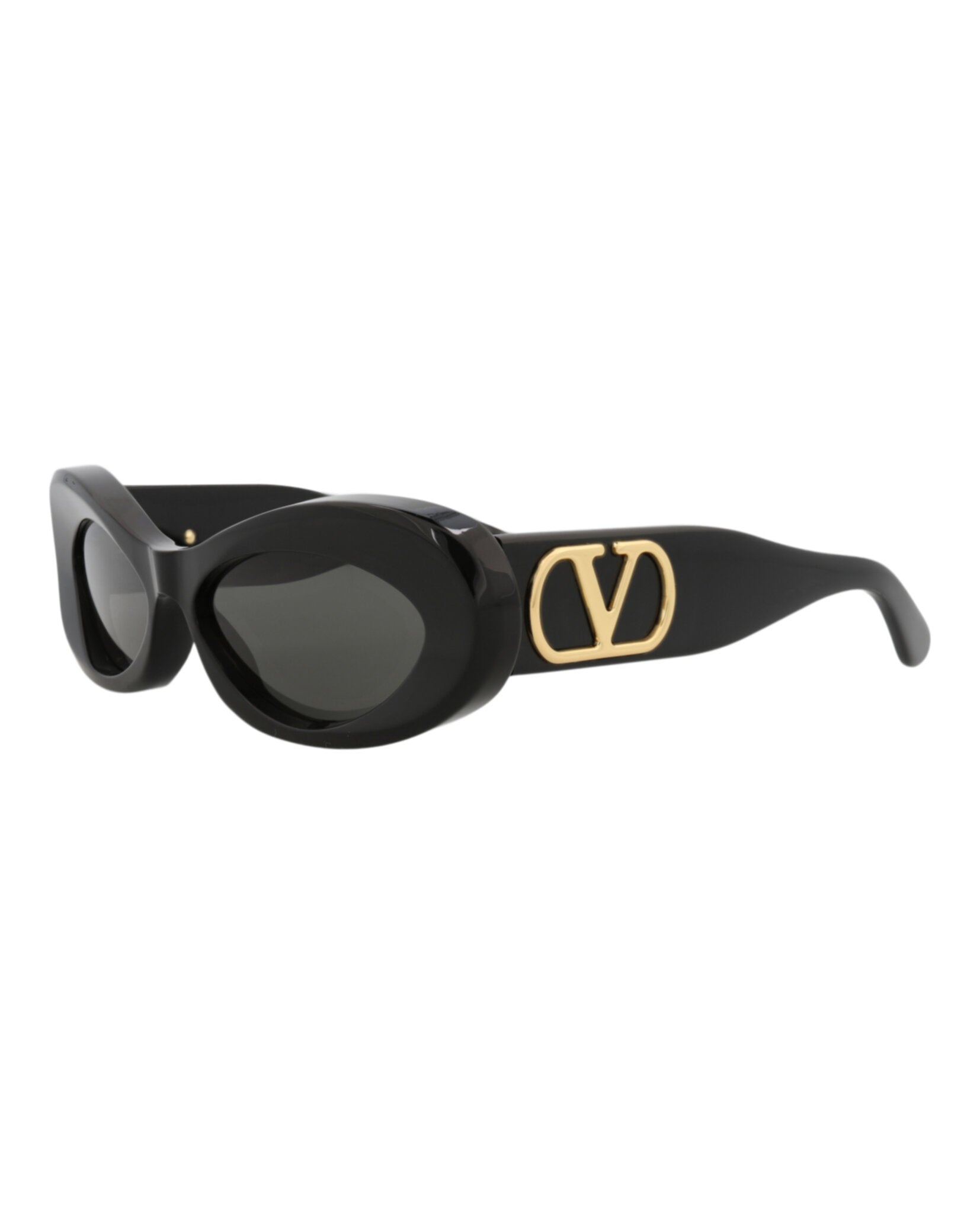 Valentino Valentino Womens Round/Oval Black Black Grey Fashion Designer Eyewear