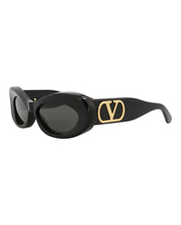 Valentino Valentino Womens Round/Oval Black Black Grey Fashion Designer Eyewear