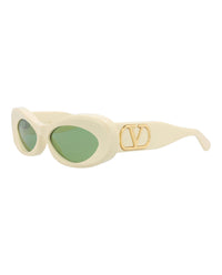 Valentino Womens Round/Oval Ivory Ivory Green Fashion Designer Eyewear