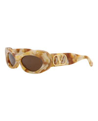 Valentino Valentino Womens Round/Oval Marble Marble Brown Fashion Designer Eyewear